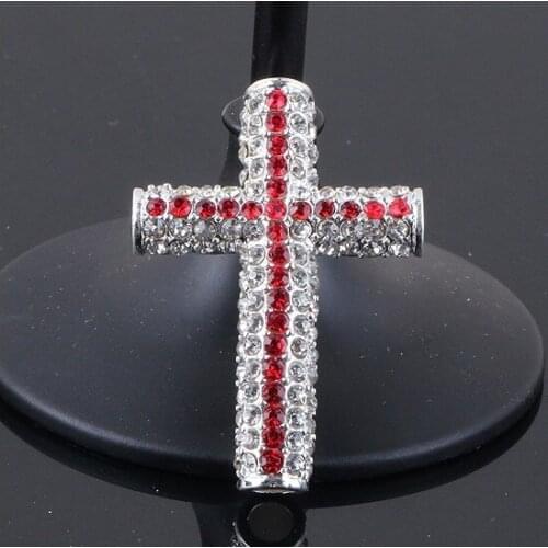Free Shipping Wholesale 40x27x8mm Red Rhinestone Curve Cross Connector Tube Beads Charm