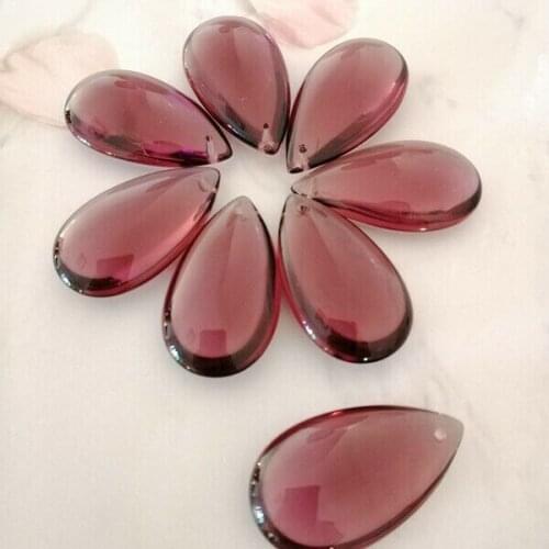 Camal 10pcs 38mm Middle Purple Crystal Smooth Teardrop Prisms Pendants Lamp Chandelier Parts Hanging Ornament Wedding Home Decor