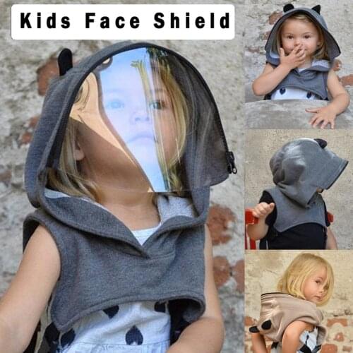 Children Kids Full Face Masks Clear Hooded Hat Child Face Shield Reusable Removable Reusable Facemask For Kids Girls Decoration