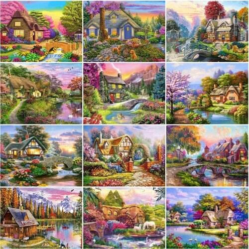 Evershine Diamond Painting House Scenery New Arrival Diamond Embroidery Village Full Square Round Mosaic DIY Spring Home Decor