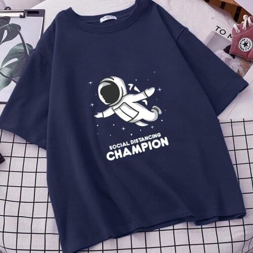 Astronaut Champion Women Harajuku Tumblr Ulzzang T Shirts Camiseta De Mujer Top Sleeve Tee Shirt Femme Roupas Femininas Vetement