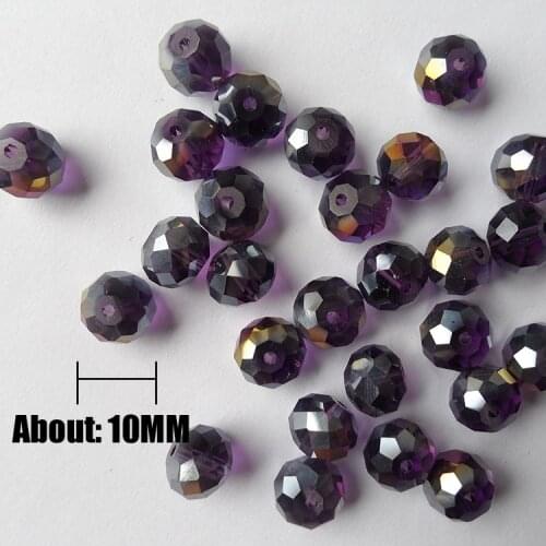 Best-selling Sexy delicate 10MM purple crystal Flat beads Plated AB color,low price clear 10MM Flat purple crystal beads