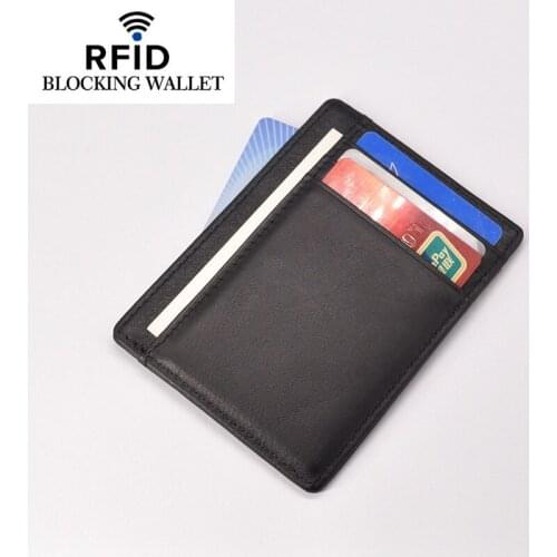 Rfid Credit Card Holder Genuine Leather Wallet for Cards Rfid Blocking Bank Cardholder Protection Cards Organizer