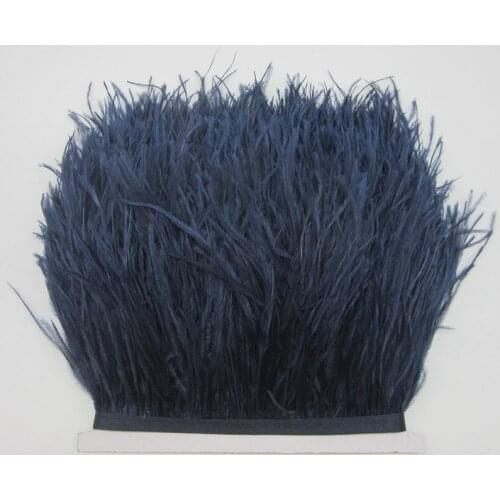 10 yards 10-15CM Ostrich feather trims for skirt/dress Navy ostrich feathers ribbon DIY feather For Crafts Plumage Clothing
