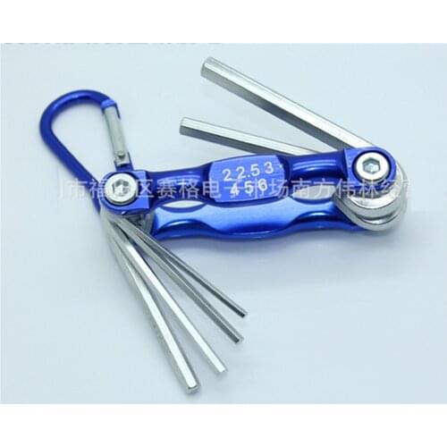 6 in 1 combination tools 2.0 / 2.5 / 3.0 / 4.0 / 5.0 / 6.0mm Hexagonal Set of Folding Wrenches Mulitifunction Hand Tools