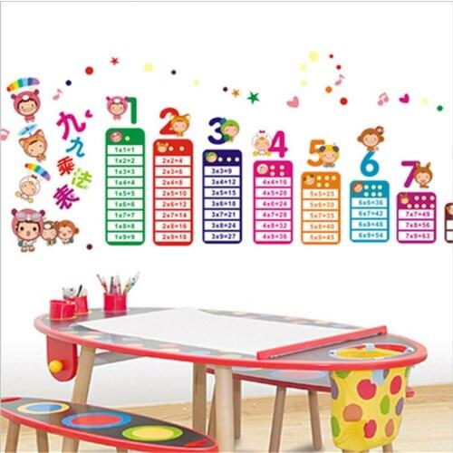 Cartoon animals English alphabet maths wall sticker for kids room teaching tools school home wall decor