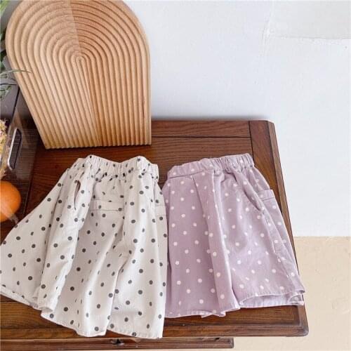 Summer 2021 New Baby Girls Clothes Korean Childrens Floral Washed Cotton Culottes Skirt Baby Tutu Skirt Kids Polka Dot Skirt