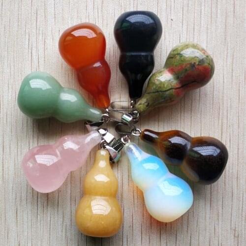 Wholesale 8pcs/lot fashion good quality assorted natural stone mixed gourd shape pendants for jewelry making free shipping