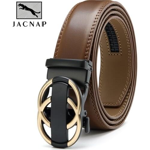 JACNAIP Men Belt Male Genuine Leather Belts High Quality Automatic Buckle Cow Leather Belt for men 3.5cm Width мужские ремни