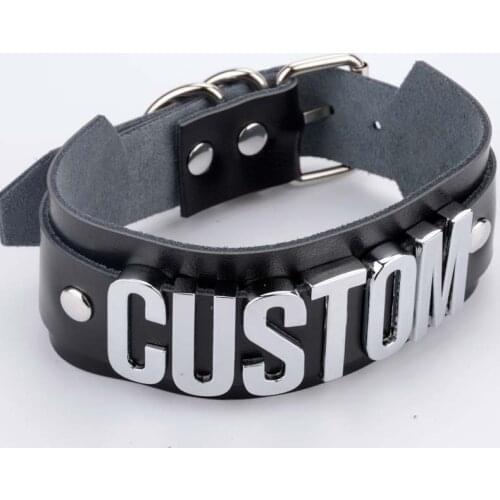 Handmade Oversized Name Choker Personalised Custom Choker Tall Letters Word Collar for Women Leather Collar Necklace