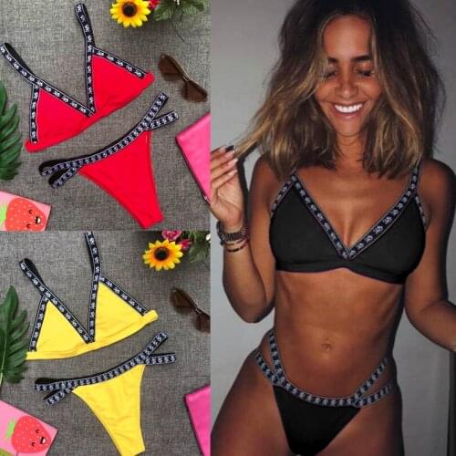 Sexy girl bikini high neck push up women swimsuit large size swimwear top bikini mature women2018bodysuit strappy bikini bondage