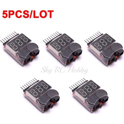 5pcs/lot 1-8S Lipo Battery Voltage Tester volt meter monitor Low Voltage Buzzer Alarm For RC Car Boat Quadcopter