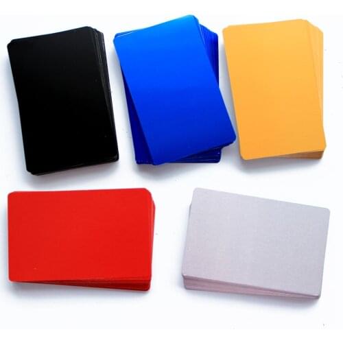 100 Pcs Metal Business Cards aluminum alloy Blanks Card for Customer Laser Engraving DIY Gift Cards 10Colors Optional
