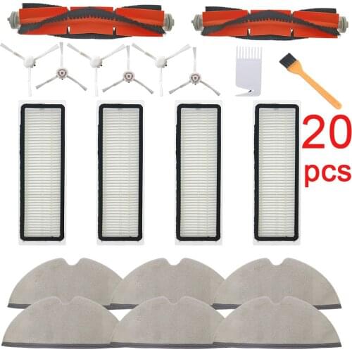 20PCS for Xiaomi Mijia 1C / STYTJ01ZHM Robot Vacuum Cleaner Part Accessories Hepa Filter Main Brush Mop Cloth Replacement Kits