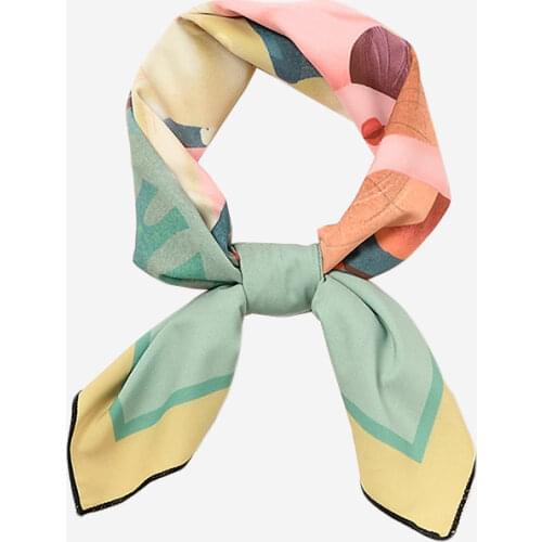 NEW Silk Scarf Square Women Smooth Headband Painting Print Hair Scarf Ladies Silky Small Bandana Top