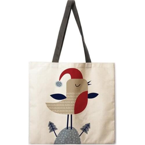Ladies Shoulder Bag Beach Tote Bag Christmas Cartoon Fawn Ladies Tote Bag Linen Tote Bag Reusable Shopping Bag