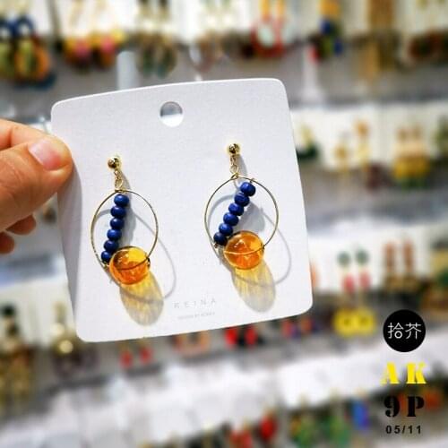 Fashion Small Glass Ball Dangle Earring for Woman Geometric Circle Round Beads Earrings Simple Trendy Jewelry