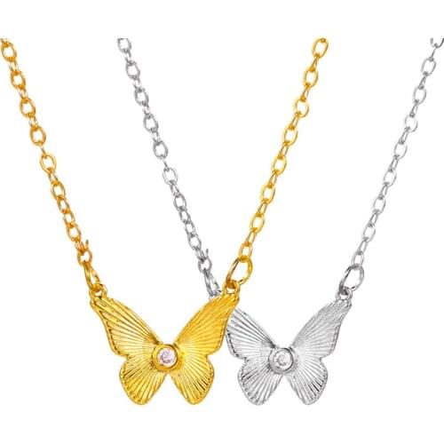 Creativity Butterfly Chain Necklace Zircon Choker Metal Gold Silver Color Couple Necklace For Women Men Party Jewelry Gifts