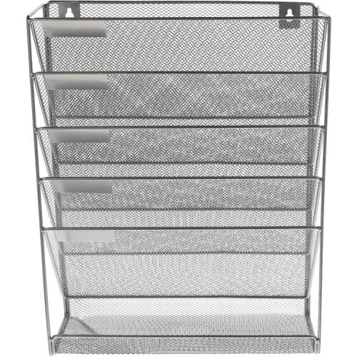 1pc Metal Mesh Wall-Mounted Magazine File Rack Office Desk 5 Layer Interval Archive File Magazine Magazine Notebook Storage