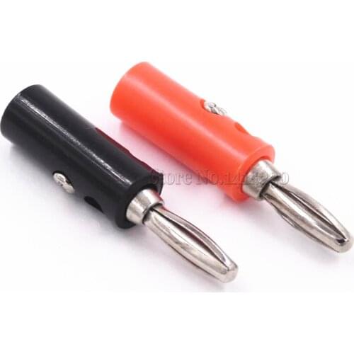 2Pcs New 4mm Banana Plug Connector Jack Screw-type Banana Head Black and Red Color