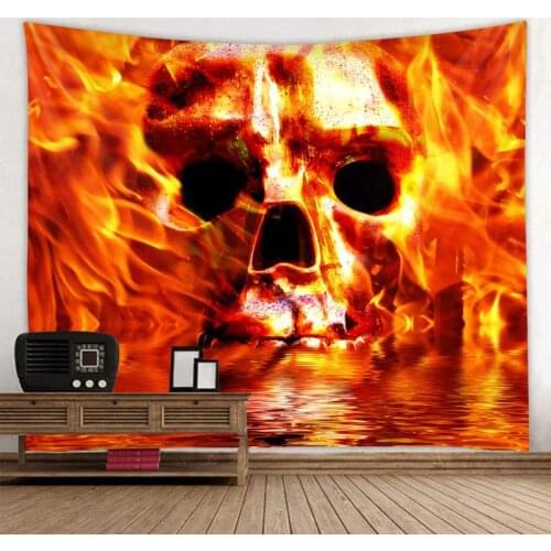 Flame skull 3D Printing Tapestrying Rectangular Home Decor Wall Hanging Halloween Party wall hanging