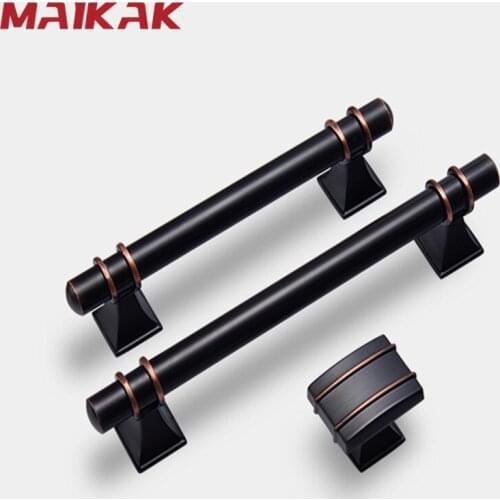 Black Handles for Furniture Cabinet Handles Drawer Knobs and Handles Zinc Alloy Kitchen Handle Cupboard Pull Furniture Hardware