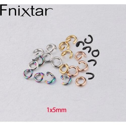 Fnixtar 1*5mm Black Rainbow Steel PVD Gold Color Stainless Steel Open Jump Rings Split Rings DIY Jewelry Making 1000pcs/lot