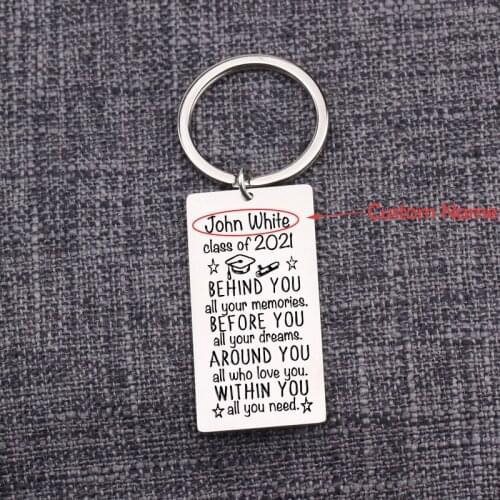 Class Of 2021 Custom Students Keychain Personalized Name Graduation Gift for Him Her Keyrings Souvenir College School Key Holder