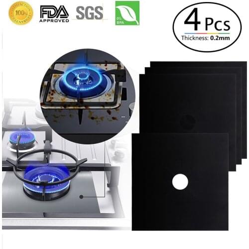 Stocked Kitchen Accessories High Quality Eco-friendly Modern Reusable Black Square Gas Stove Protectors Mats Glass Fiber Pads