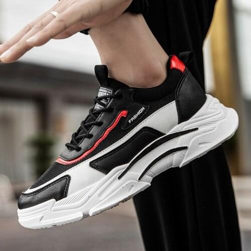 Mens Spring Autumn Casual Shoes Thick Bottom Mesh Color Matching Lace Up Sports Casual Shoes Mens Fashion Breathable Dad Shoes