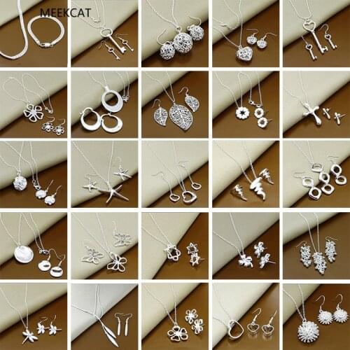 New Trendy 925 Sterling Silver Jewelry Sets Simple Fashion Insect Moon Round Ball Necklace Earrings Sets For Woman Gift