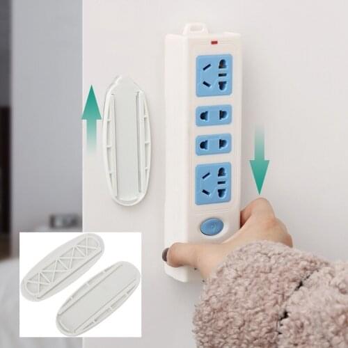 Wall-Mounted Sticker Punch-Free Plug Fixer Home Self-Adhesive Socket Fixer Cable Wire Organizer Seamless Power Strip Holder