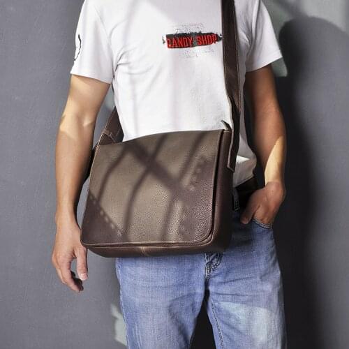 New Fashion Crazy Horse Leather Male Casual Messenger bag Satchel cowhide 13" Laptop Bag Cross-body Shoulder bag For Men 3164-d