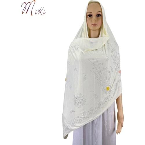 2021 New African Soft Cotton Lace scarf Muslim Women African Scarf with stones ,beads,Nice lace scarf for shawls wraps BW902