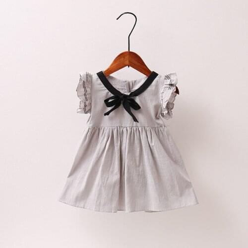 New Baby Girl Clothes Dress Casual Solid Patch Korean Summer Cotton Cute Pretty Bow Clothing Children Kids Baby Girl Dresses