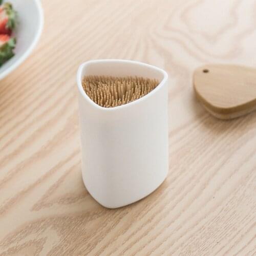 1pc Portable Toothpick Holder Toothpick Dispenser Simple Desktop Container Toothpicks Jar Dispenser with Bamboo Lid Home Decor