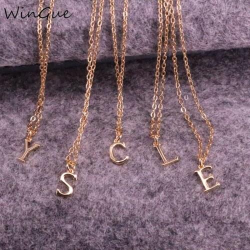 Alphabet initial letter diy necklace gold womens cz necklace first name letter pendant necklace copper zircon Charm Jewelry