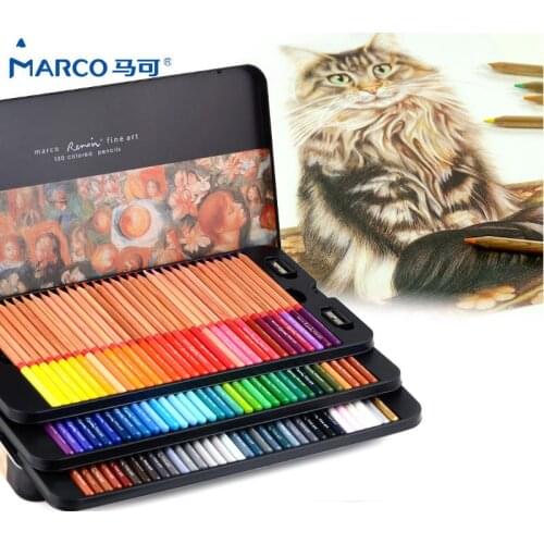 Marco Renoir 100 colors Professional Oil Colored Pencils Fine Set Artist Drawing PencilsFor Handle Painted Desgin Lapis De Cor