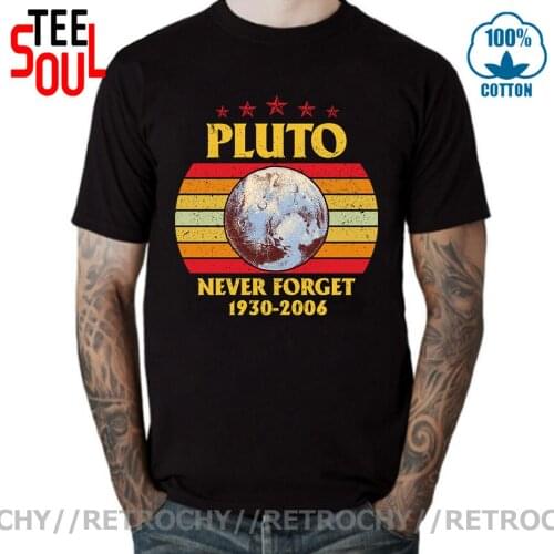 Retrochy Never Forget Pluto Shirt Retro Style Funny Space Science T-Shirt Size S-3Xl Breathable Tee Shirt