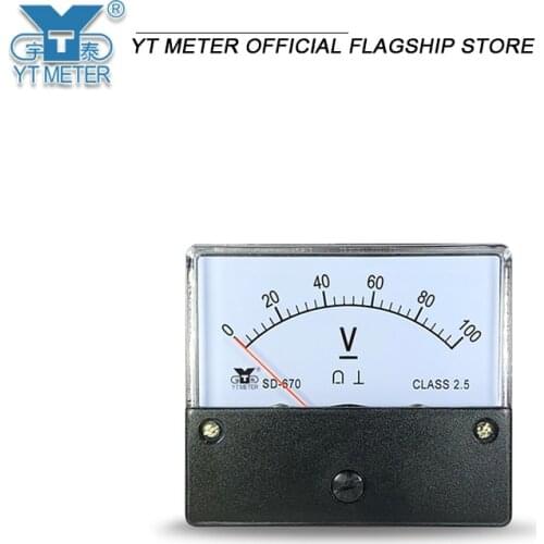Sd670 DC voltmeter 5V 10V 15V 20V 30V 50V 75V 100V 150V 200V 250V 300V pointer voltage size 60 * 70mm measuring positive and neg