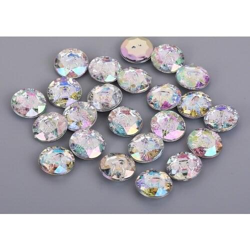 TPSMOC 15mm Round 13*18mm Drop with two holes Acrylic Rhinestone Sewing Crystal Button beads for Clothes accessories