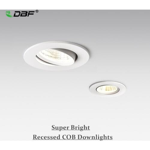 [DBF]Dimmable COB Recessed Downlight 5W 7W 10W 12W White/Black Body Ceiling Spot Light with 90-265V LED Driver 3000K 4000K 6000K