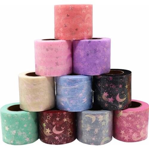 25yard 6cm Sequin Stars Tulle Mesh DIY Craft Toddler Tutu Dress Fabric Hair Bow Baby Shower Birthday Wedding Party Home Decor