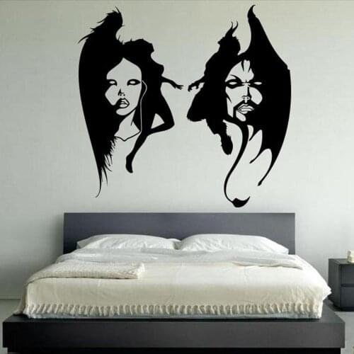 Vinyl Wall Decal The Angel And The Demon Girl And The Guy Divine Characters Wall Sticker Home Bedroom Decoration Art Mural C402