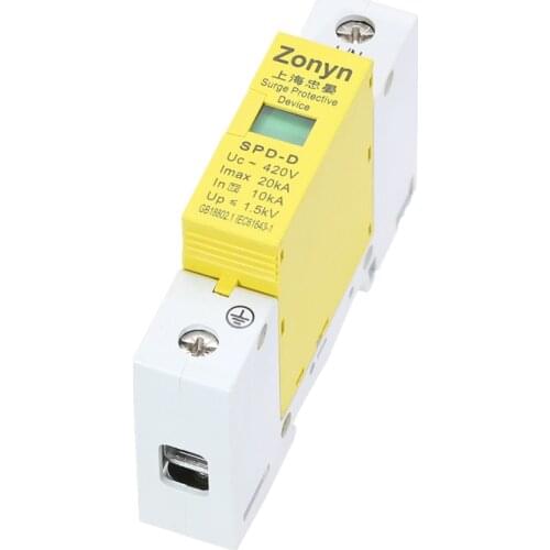 High quality SPD 420V 10KA~20KA House Surge Protector Protective Low-voltage Arrester Device 1P (1P+N)