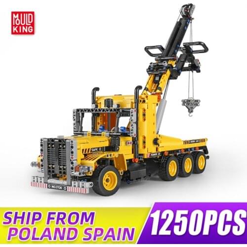 MOULD KING 17011 Building Blocks High-Tech Tow Truck Model Assembly Bricks Road Trailer Toys For Teens and Kids Christmas Gifts