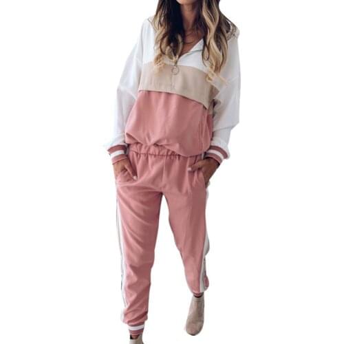 Women tracksuit Sports Two-piece Sports Women Tracksuit Color Block Zip Long Sleeve Hoodies Pants Set Streetwear костюм женский