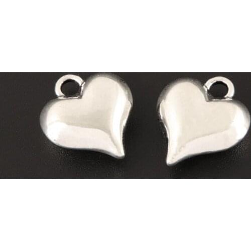 10pcs Silver Color Double Sided Heart Charms Love Pendant Fit DIY Jewelry Making Handcrafted Accessories