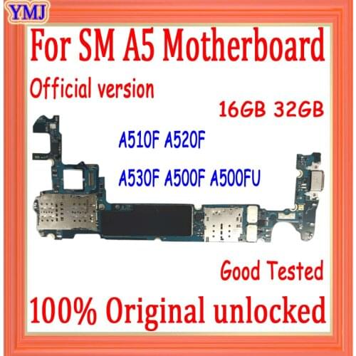 100% Original Unlocked For Samsung Galaxy A5 A520F A510F A530F A500F A500FU Motherboard 16GB/32G with Android System Logic board