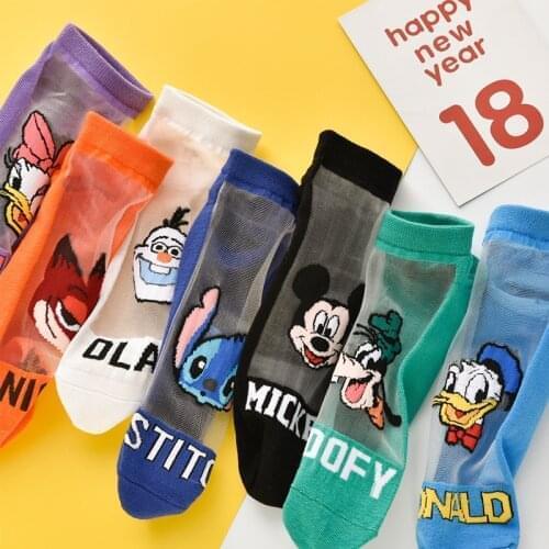 5Pairs Disney Women Short Socks Mickey Zootopia Cute Cartoon Animal Cotton Socks for Girl Spring and Summer Wild Short Tube Sock